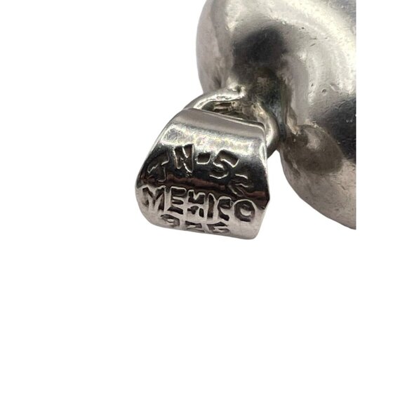 Vintage Taxco Mexico Puffy 3D Hollow Heart Pendant Charm 925 Sterling Silver - Picture 8 of 10
